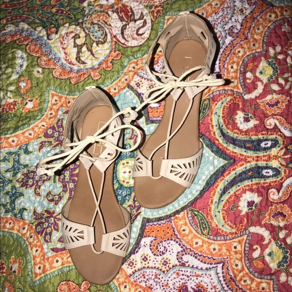 Nude lace up wedges size 7.5 - Picture 3 of 5